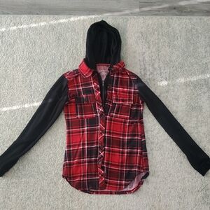 No Boundaries Red and Black Checkered Jacket